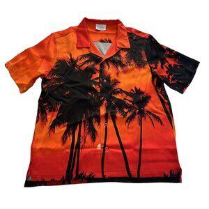 Blue Sky Inn Palm Tree Shirt in Orange Black